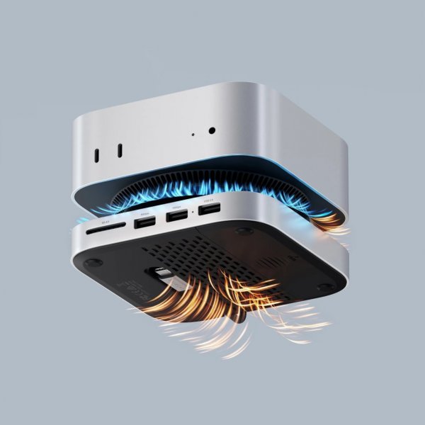 Satechi Mac Mini M4 Stand & Hub med SSD-kabinet Sølv