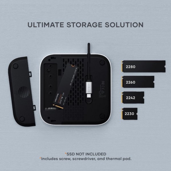 Satechi Mac Mini M4 Stand & Hub med SSD-kabinet Sølv