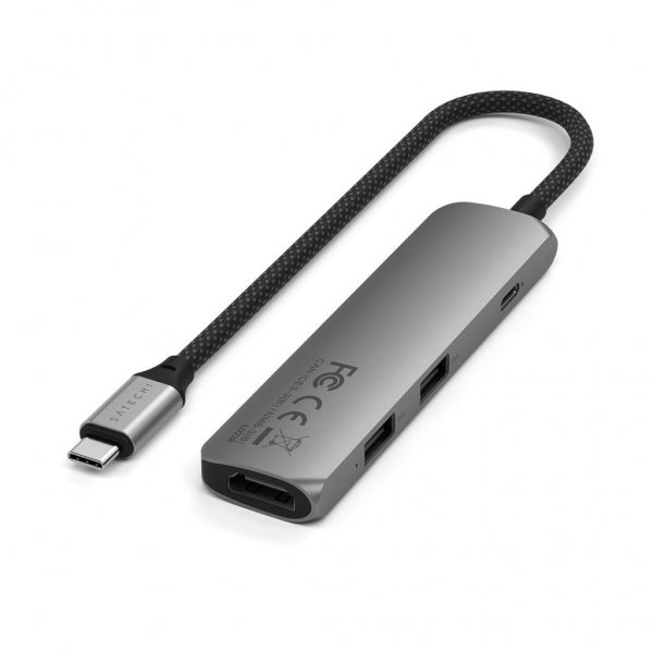 Satechi 4-i-1 USB-C Slim Multiport Adapter 4K Space Gray