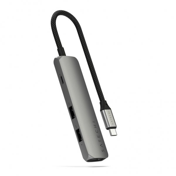 Satechi 4-i-1 USB-C Slim Multiport Adapter 4K Space Gray