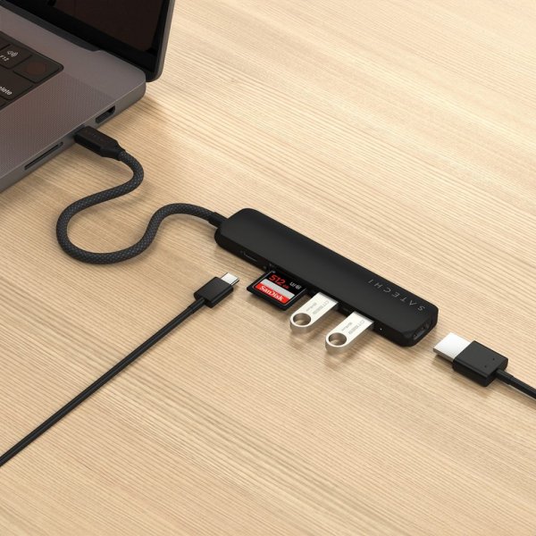Satechi 6-i-1 USB-C Slim Multiport Adapter Sort