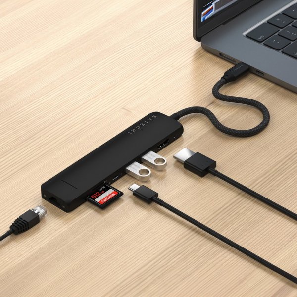 Satechi 7-i-1 USB-C Slim Multiport Adapter med Ethernet Sort