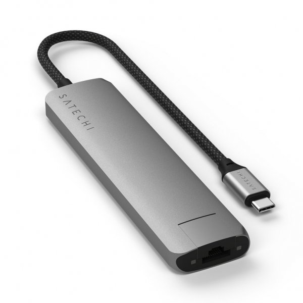 Satechi 7-i-1 USB-C Slim Multiport Adapter med Ethernet Space Gray