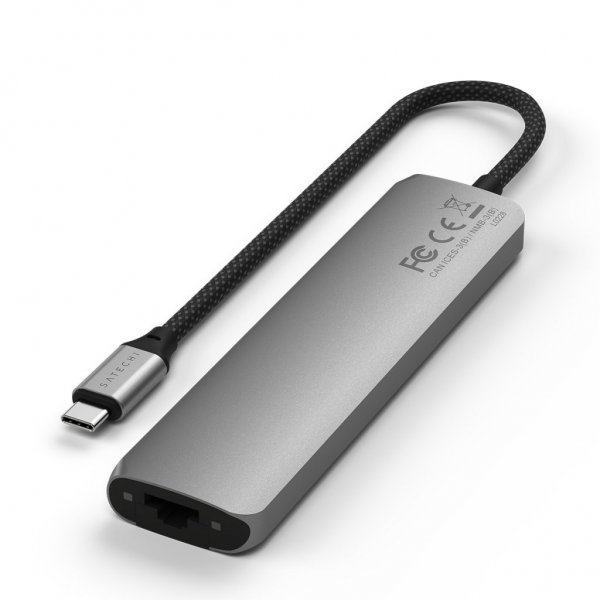 Satechi 7-i-1 USB-C Slim Multiport Adapter med Ethernet Space Gray