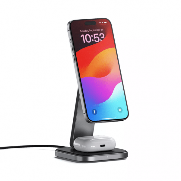 Satechi Trådløs Oplader 2-i-1 Foldbar Qi2 Wireless Charging Stand MagSafe
