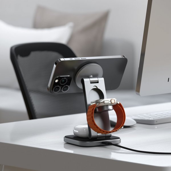 Satechi Trådløs Oplader 3-i-1 Foldbar Qi2 Trådløs Opladningsstander MagSafe