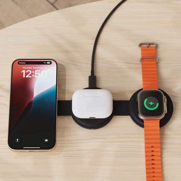 Satechi OntheGo 3-i-1 trådløs oplader Sort