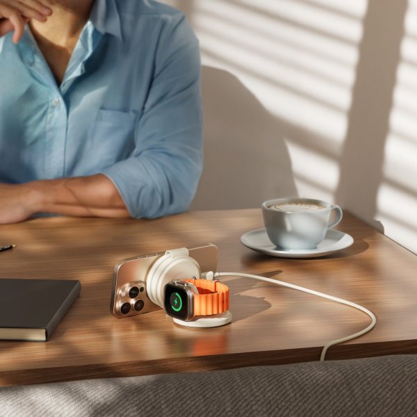 Satechi OntheGo 3-i-1 trådløs oplader Sand