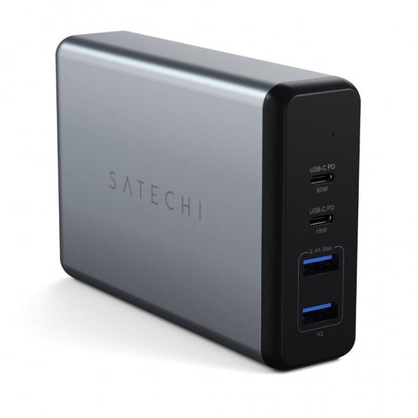 Satechi 108W PD rejseoplader med dobbelte USB-C og USB-A porte Grå