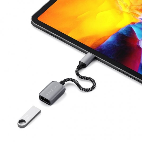 Satechi USB-C til USB-A 3.0 adapterkabel Grå