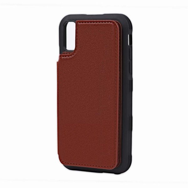 iPhone Xr Cover med Udfoldelig Kortholder Brun