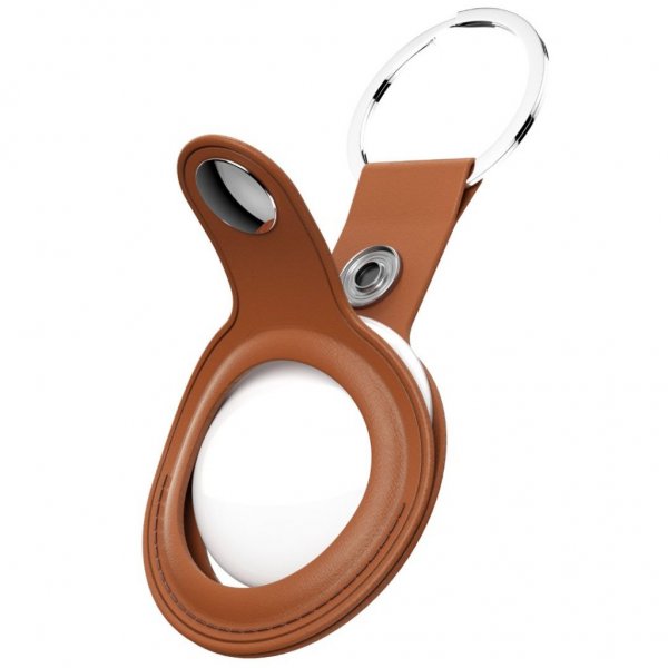 KeyBudz AirTag Holder Læder 2-pak Brun