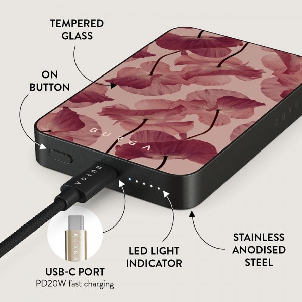 Burga Powerbank MagSafe 5000 mAh Tender Kiss Metalgrå