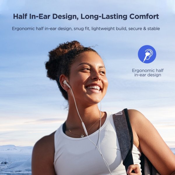 Joyroom Ledningsført Hovedtelefoner EC05 USB-C Hvid