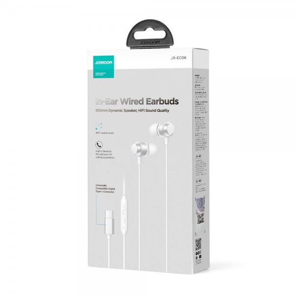 Joyroom Kablet Hovedtelefoner EC06 USB-C Sølv