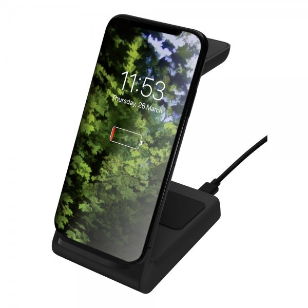 Deltaco Trådløs Oplader 3-i-1 Wireless Charger Sort