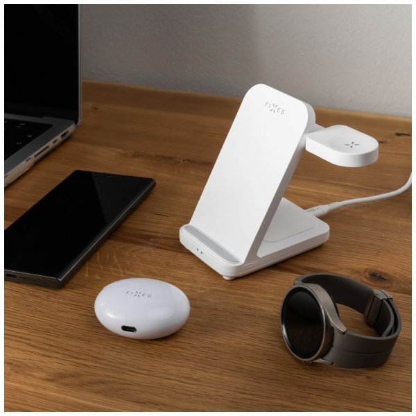 Fixed Trådløs Oplader Powerstation til Samsung 3i1 15W Hvid