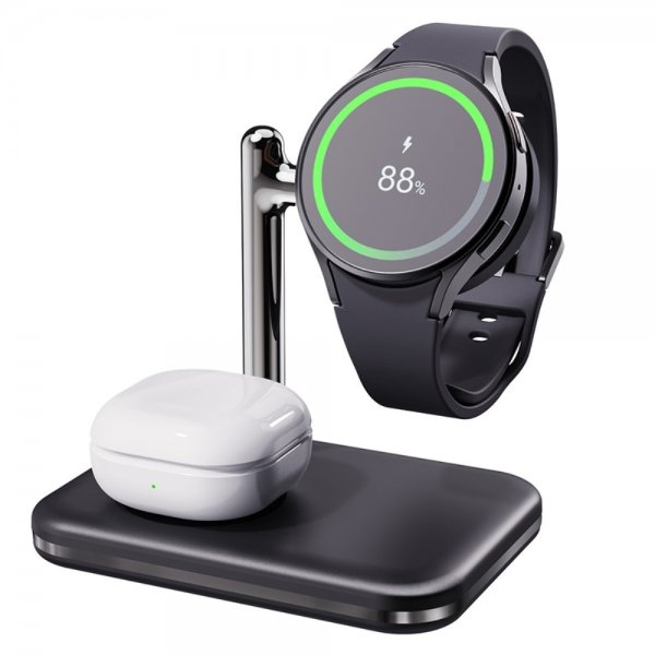 Trådløs Oplader V8S 2-i-1 Samsung Galaxy Watch/Buds Sort
