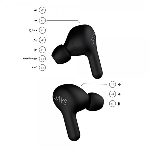 Jays Trådløse Hovedtelefoner t-Seven TWS In-Ear ANC Sort