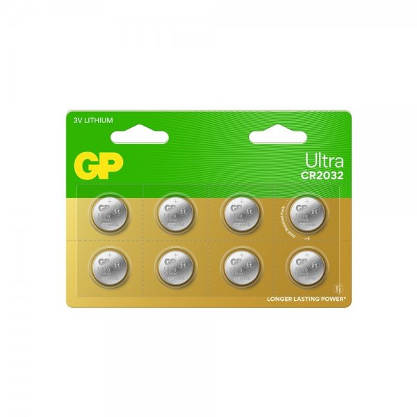 GP Ultra Lithium Batteri Knapcelle CR2032 8-pak