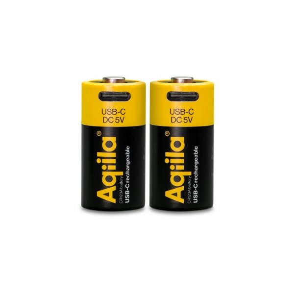 Aqiila Genopladeligt CR123A-batteri USB-C 2-pak
