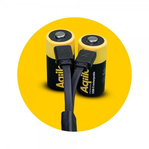 Aqiila Genopladeligt CR123A-batteri USB-C 2-pak