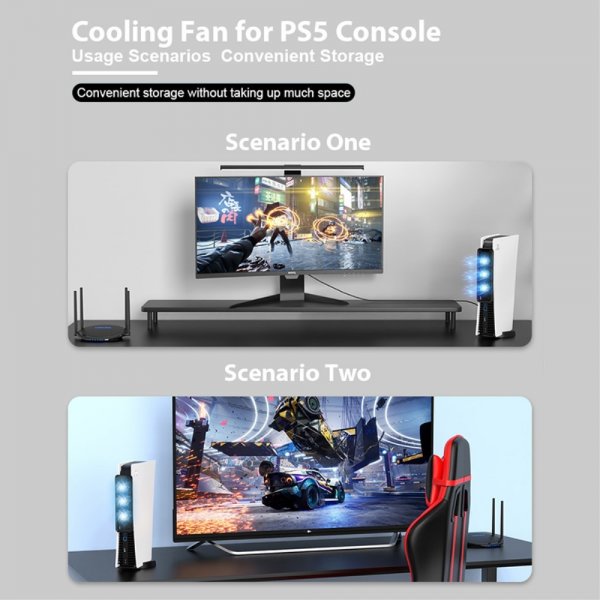 USB 3.0 Køleblæser til PlayStation 5 Sort