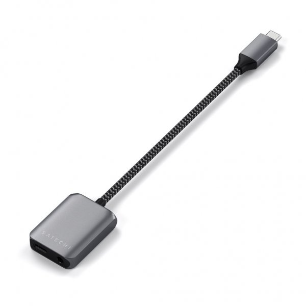 Satechi USB-C til 3.5mm og USB-C PD Adapter Grå
