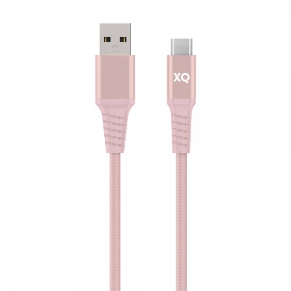 Xqisit USB til Type C Kabel Flettet Ekstra Stærk 2 m Rosaguld