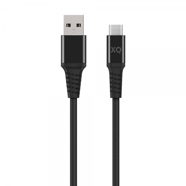 Xqisit USB-A til USB-C Kabel Flettet Ekstra Stærk 2 m Sort