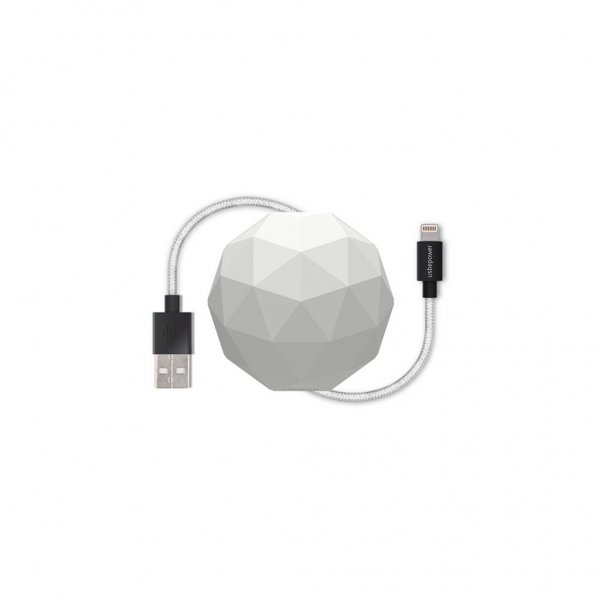 Usbepower COSMO Lightningkabel med opbevaring 1.2 meter Hvid