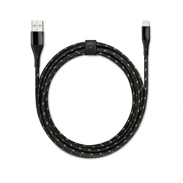 Usbepower Kabel USB til Lightning Kevlar 1.2m Sort Guld
