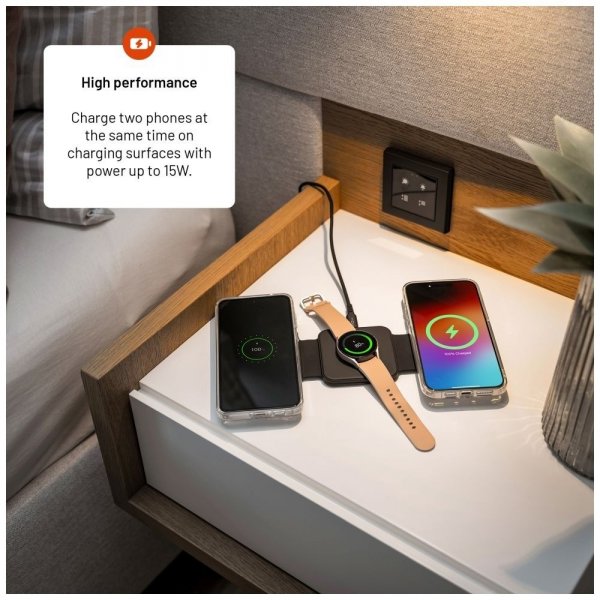 Fixed Sammenfoldelig Trådløs Oplader 3i1 Flex til Samsung