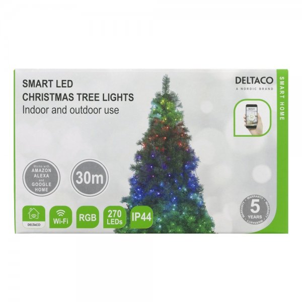 Deltaco Smart Home WiFi Juletræsbelysning RGB IP44 2m