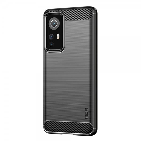 Mofi Xiaomi 12/12X Cover Børstet Kulfibertekstur Sort