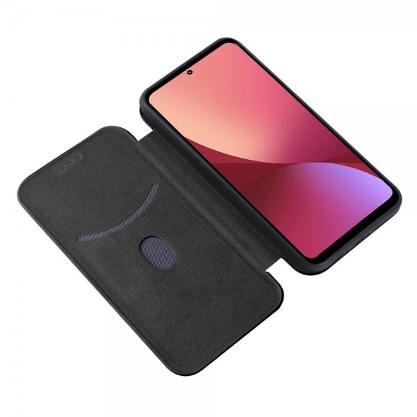 Xiaomi 12 Pro Etui Kulfibertekstur Sort