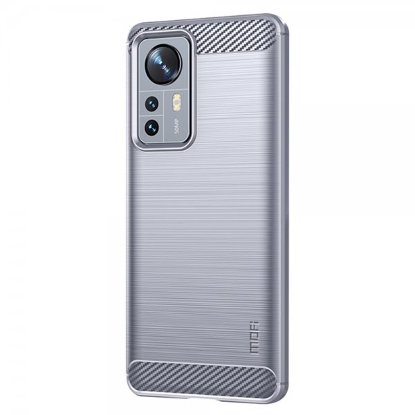 Mofi Xiaomi 12 Pro Etui Børstet Kulfibertekstur Grå