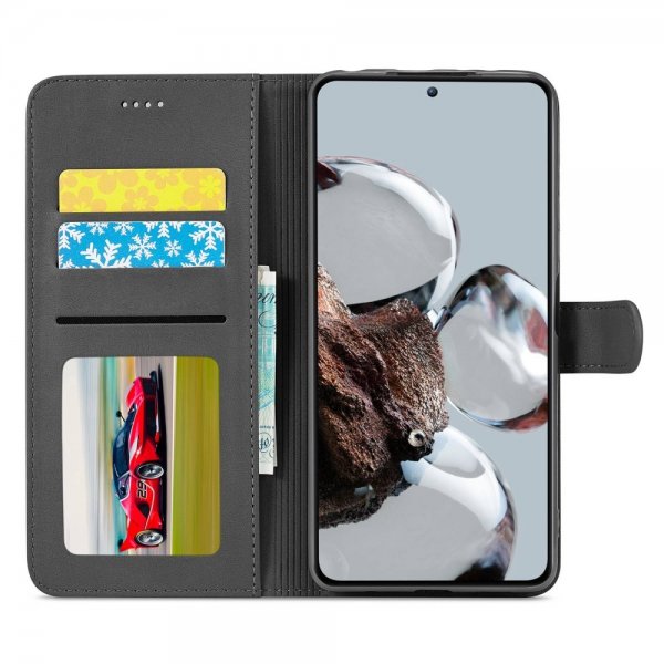 Lc.Imeeke Xiaomi 12T/12T Pro Etui med Kortlomme og Standfunktion Sort