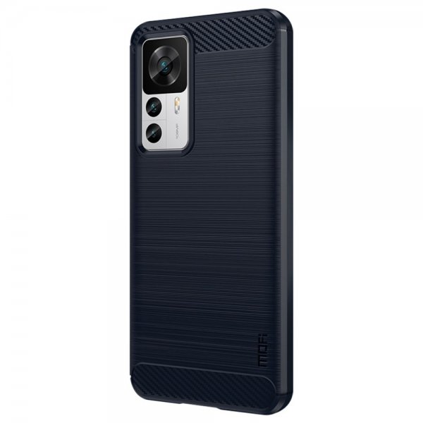 Mofi Xiaomi 12T/12T Pro Cover Børstet Kulfibertekstur Blå