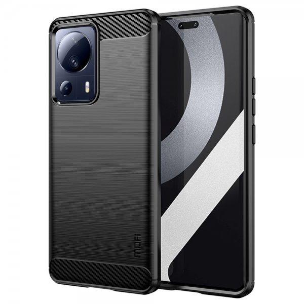 Mofi Xiaomi 13 Lite Cover Børstet Kulfibertekstur Sort