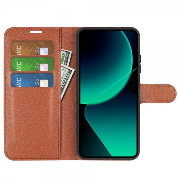 Xiaomi 13T/13T Pro Futteral Litchi Brun