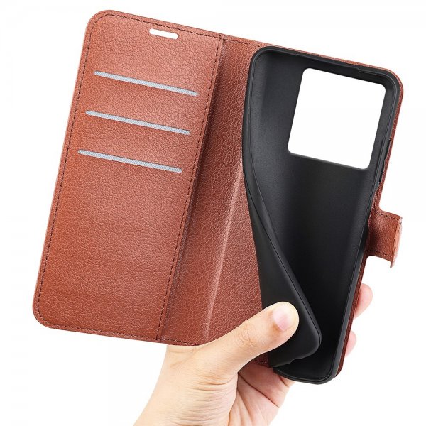 Xiaomi 13T/13T Pro Futteral Litchi Brun