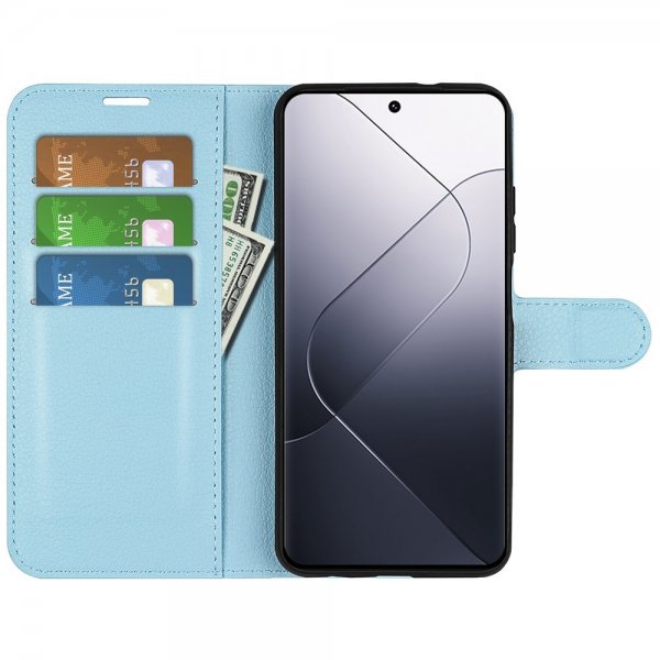 Xiaomi 14 Cover Litchi Blå