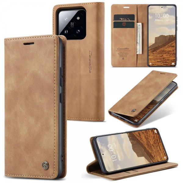 CaseMe Xiaomi 14 Flipcover Retro Brun