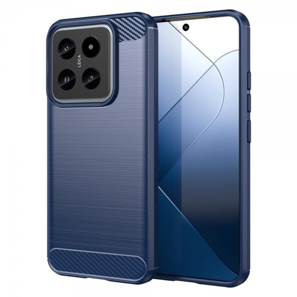 Xiaomi 14 Cover Børstet Kulfibertekstur Blå
