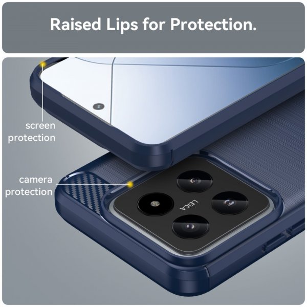 Xiaomi 14 Cover Børstet Kulfibertekstur Blå