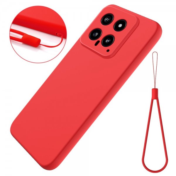 Xiaomi 14 Cover med rem Silikone Rød