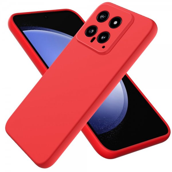 Xiaomi 14 Cover med rem Silikone Rød