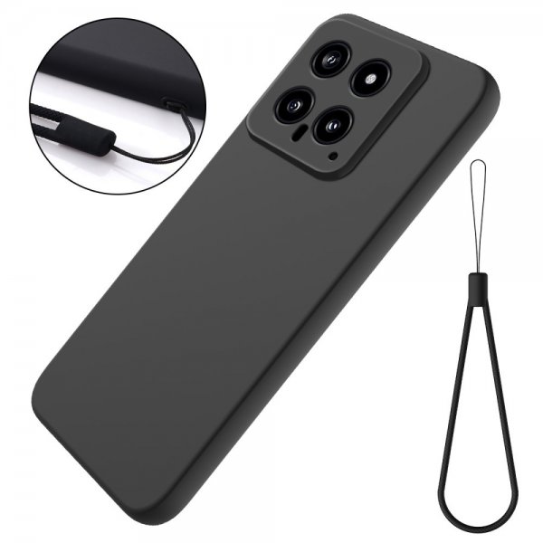Xiaomi 14 Cover med rem Silikone Sort