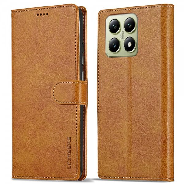 Lc.Imeeke Xiaomi 14T Cover med Kortlomme og Stativfunktion Lysebrun